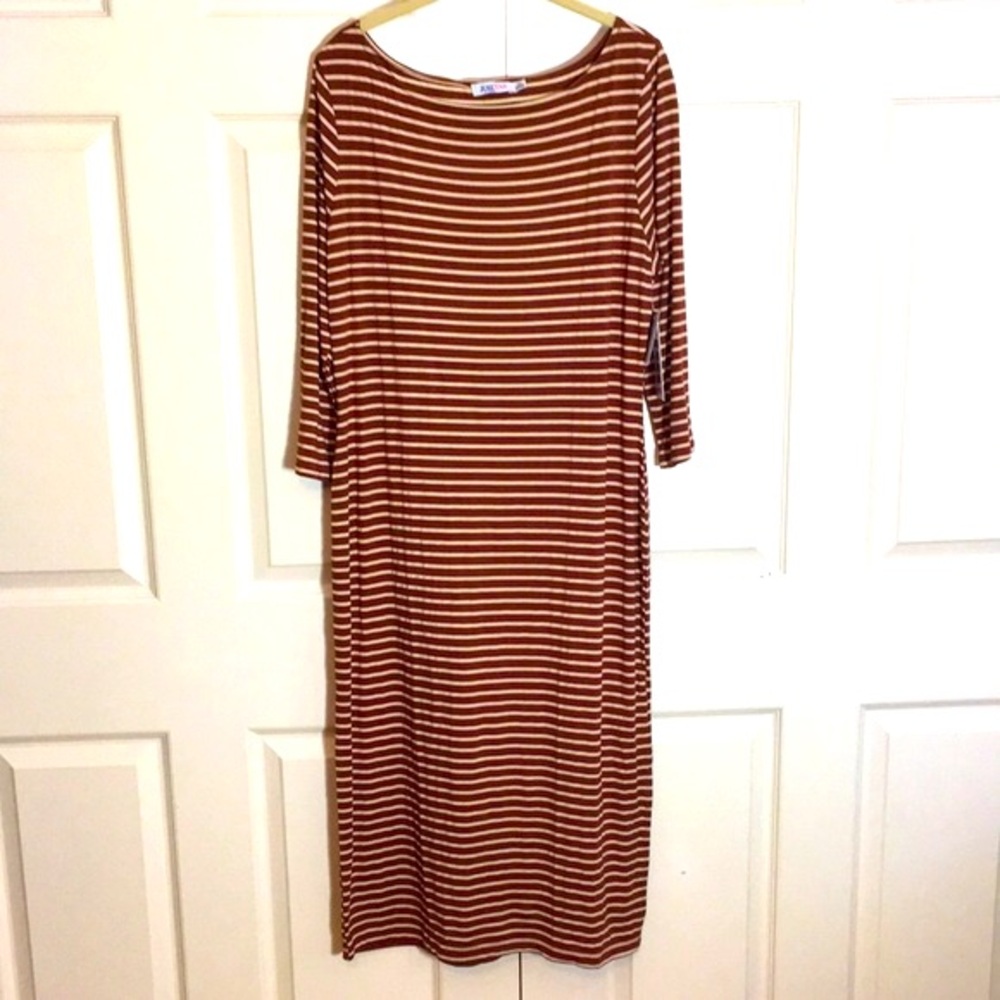 Boatneck Striped Midi Dress - Size XXL - Picture 2 of 8